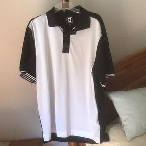 FootJoy Black and White Golf Polo Shirt Size L